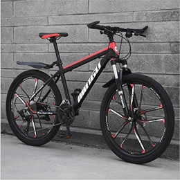 HUAQINEI Bike Mountain Bikes, 24-inch mountain bike, variable speed, off-road shock-absorbing bicycle, portable road racing ten-knife wheel Alloy frame with Disc Brakes (Color : Black red, Size : 27 speed)