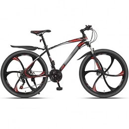 WPW Mountain Bike Mountain Bikes, 24 Speed Adjustable MTB, 26 Inches Wheels Dual Disc Brake Bicycle, 6 Cutter Wheels (Color : 21-speed red, Size : 24inches)