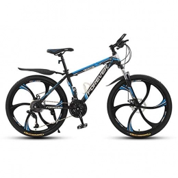 Jieer Bike Mountain Bikes for Adult, High-carbon Steel Hardtail Mountain Bike, Mountain Bicycle with Front Suspension Adjustable Seat, Disc Brake-6 spokes-black and blue_24 inch 27 speed