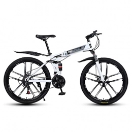 MQJ Mountain Bike MQJ 26 inch Men's Mountain Bikes High-Carbon Steel Mountain Bicycle with Mechanical Dual-Disc Brakes and Suspension Fork / White / 21 Speed