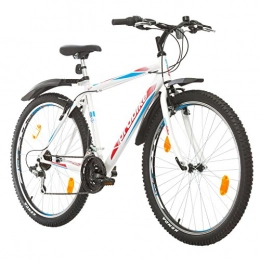 Multibrand Distribution Bike Multibrand, PROBIKE PRO 27.5, 27.5 inch, 480mm, Mountain bike, Unisex, 21 speed Shimano, White Grey-Green (White / Red-Blue (Mudguard))