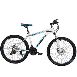 MW Mountain Bike MW 26-Inch Mountain Bicycle, Double Disc Brakes Bike, Outdoor Cycling, Mens All-Terrain Mountain Bike 21-Speed 24-Speed 27-Speed, white blue, 27 speed A