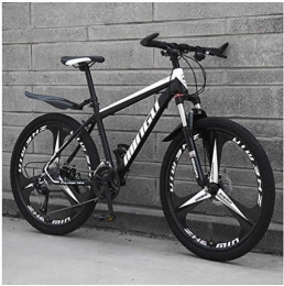 Mzq-yq Bike Mzq-yq 26 Inch Black 3 Spoke Men's Mountain Bikes, High-Carbon Steel Hardtail Mountain Bike, Mountain Bicycle with Front Suspension Adjustable Seat, 21 Speed
