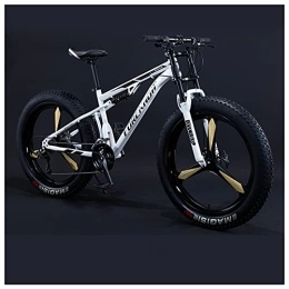 NENGGE  NENGGE 26 Inch Fat Tire Hardtail Mountain Bike for Men and Women, Dual-Suspension Adult Mountain Trail Bikes, All Terrain Bicycle with Adjustable Seat & Dual Disc Brake, 30 Speed, White 3 Spoke