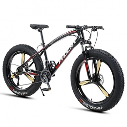 NENGGE Mountain Bike NENGGE 26 Inch Mountain Bike for Boys, Girls, Mens and Womens, Adult Fat Tire Mountain Bicycle, Carbon Steel Beach Snow Outdoor Bike, Hardtail, Disc Brakes, Red 3 Spoke, 21 Speed