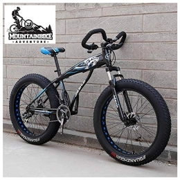 NENGGE Mountain Bike NENGGE Hardtail Fat Tire Mountain Bike for Adults, Men Women Mountain Trail Bike with Dual Disc Brake, High-carbon Steel Front Suspension All Terrain Mountain Bicycle, New Blue, 26 Inch 24 Speed