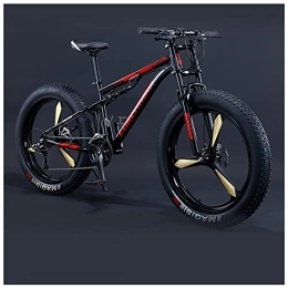 NENGGE  NENGGE Mens Women Fat Tire Mountain Bike, 26-Inch Wheels, 4-Inch Wide Off-road Tires, 7 / 21 / 24 / 27 / 30 Speed Full Suspension Moutain Bicycle for Adults Teens, Carbon Steel, 7 Speed, Black 3 Spoke