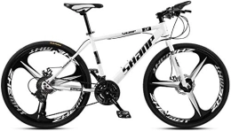 NOLOGO Bike Nologo Bicycle 26 Inch Mountain Bikes, Men's Dual Disc Brake Hardtail Mountain Bike, Bicycle Adjustable Seat, High-carbon Steel Frame, 21 Speed, White 6 Spoke, Size:White 3 Spoke