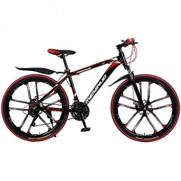 NZKW Bike NZKW 26-Inch Aluminum Alloy 27-Speed 10-Spoke One-Wheel Mountain Dual-Disc Brake Shock Absorption Variable Speed Cross-Country Bike, black red, 26 inches