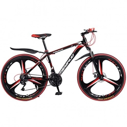 NZKW Bike NZKW 26 Inch Aluminum Alloy 27 Speed 3 Spokes One Wheel Mountain Double Disc Brake Shock Absorption Variable Speed Cross Country Bike, black red, 26 inches