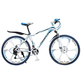 NZKW Bike NZKW 26-Inch Aluminum Alloy 27-Speed 6-Spoke One-Wheel Mountain Dual-Disc Brake Shock Absorption Variable Speed Cross-Country Bike, white blue, 26 inches