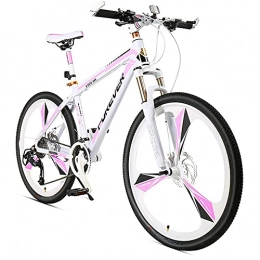 NZKW Mountain Bike NZKW Women Hardtail Mountain Bike 26 Inch 24 Speed, Anti-Slip Adult Girls Mountain Bicycle with Front Suspension & Mechanical Disc Brakes, High Carbon Steel & Adjustable Seat, Pink, 3 Spoke