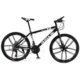 FLYFO Mountain Bike One-Wheel Mountain Bike, 26-Inch Male And Female Shock-Absorbing Variable-Speed Student Bikes, 21 / 24 / 27 / 30-Speed Couple Mountain Bicycle, MTB, Black, 27 speed