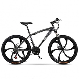 RSJK Bike Outdoor mountain bike Unisex cross-country bicycle 30 shifting system 26-inch wheels Shock absorber front fork Front and rear disc brakes 7 colors to choose from@[6 cutter wheel] frosted ash_30 speed
