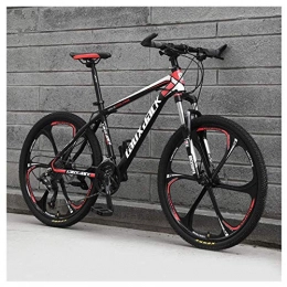 Mnjin Mountain Bike Outdoor sports 21 Speed Mountain Bike 26 Inches 6-Spoke Wheel Front Suspension Dual Disc Brake MTB Bicycle, Red