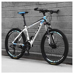 Mnjin Bike Outdoor sports 26" Adult Mountain Bike, 27-Speed Drivetrain Front Suspension Variable Speed High-Carbon Steel Mountain Bike, Blue