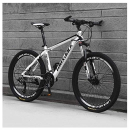 Mnjin Bike Outdoor sports 26" Adult Mountain Bike, 27-Speed Drivetrain Front Suspension Variable Speed High-Carbon Steel Mountain Bike, White