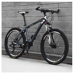 Mnjin Mountain Bike Outdoor sports 26 Inch Mountain Bike, High-Carbon Steel Frame, Double Disc Brake And Suspensions, 27 Speeds, Unisex, Gray