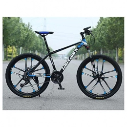 Mnjin Bike Outdoor sports 26" Mountain Bike High-Carbon Steel Front Suspension All Terrain 21-Speed Mountain Bike with Dual Disc Brakes, Black
