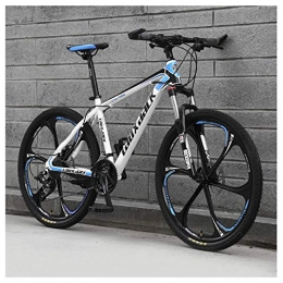 Mnjin Mountain Bike Outdoor sports 27-Speed Mountain Bike Front Suspension Mountain Bike with Dual Disc Brakes Aluminum Frame 26", Blue
