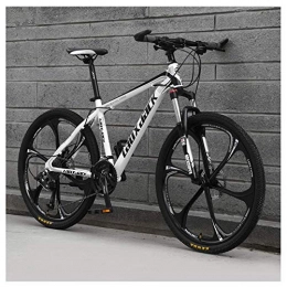 Mnjin Bike Outdoor sports 27-Speed Mountain Bike Front Suspension Mountain Bike with Dual Disc Brakes Aluminum Frame 26", White