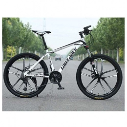  Bike Outdoor sports Mountain Bike 21 Speed Dual Disc Brake 26 Inches 10 Spoke Wheel Front Suspension Bicycle, White