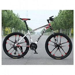  Bike Outdoor sports Mountain Bike, High Carbon Steel Front Suspension Frame Mountain Bike, 27 Speed Gears Outroad Bike with Dual Disc Brakes, Red