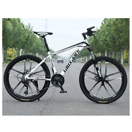Mnjin Mountain Bike Outdoor sports MTB Front Suspension 30 Speed Gears Mountain Bike 26" 10 Spoke Wheel with Dual Oil Brakes And High-Carbon Steel Frame, White
