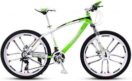PARTAS Mountain Bike PARTAS Senior Rider- 24 Inches Mountain Bike, Bicycle Variable Speed Shock Absorption High Carbon Steel Frame High Hardness Off-Road Dual Disc Brakes, Free Wall-mounted Hook 2 PCS (Color : Green)