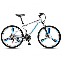 PBTRM Mountain Bike PBTRM 26 Inch Mountain Bike MTB Disc-Brake 3-Spokes, Front Suspension, Carbon Steel Frame, for Adults, White blue, 27 speed