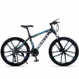 PBTRM Mountain Bike PBTRM 26 Inches 27 Gears MTB Mountain Bike, High-Carbon Steel Frame, Lockable Front Fork, Mechanical Double Disc Brake, Magnesium Alloy Wheel, Blue