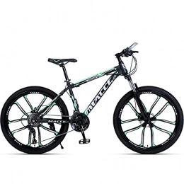 PBTRM Mountain Bike PBTRM 26 Inches 27 Gears MTB Mountain Bike, High-Carbon Steel Frame, Lockable Front Fork, Mechanical Double Disc Brake, Magnesium Alloy Wheel, Green