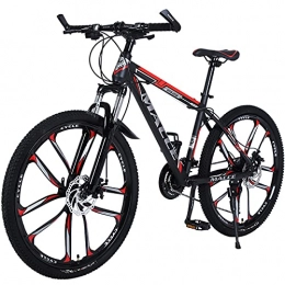 PBTRM Mountain Bike PBTRM 26 Inches 27 Gears MTB Mountain Bike, High-Carbon Steel Frame, Lockable Front Fork, Mechanical Double Disc Brake, Magnesium Alloy Wheel, Red
