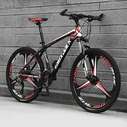 PBTRM Bike PBTRM 26 Inches Wheels Outroad Bikes, Steel Frame Double Disc Brake Mountain Bicycles, 21-30 Speed MTB Bicycle with Suspension Fork, Full Suspension Road Bike, Adult Men Women, Red, 30 speed
