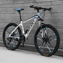 PBTRM Bike PBTRM High Carbon Steel Mountain Bike 26 Inches 21 / 24 / 27 / 30 Speed Suspension Fork Anti-Slip Bicycle, Derailleur System Mechanical Disc Brakes, for Men And Women, Multiple Colors, A, 27 speed