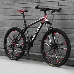 PBTRM Bike PBTRM High Carbon Steel Mountain Bike 26 Inches 21 / 24 / 27 / 30 Speed Suspension Fork Anti-Slip Bicycle, Derailleur System Mechanical Disc Brakes, for Men And Women, Multiple Colors, B, 24 speed