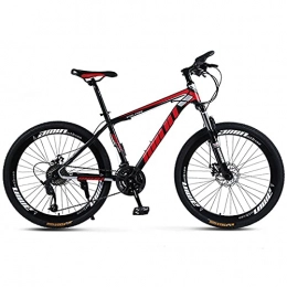 PBTRM Mountain Bike PBTRM Mountain Bike 26 Inch 30 Speed City Bike, High Carbon Steel Frame, Double Disc Brake, Adjustable Shock-Absorbing Front Fork Bicycle, black red