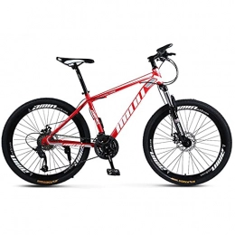 PBTRM Bike PBTRM Mountain Bike 26 Inch 30 Speed City Bike, High Carbon Steel Frame, Double Disc Brake, Adjustable Shock-Absorbing Front Fork Bicycle, red