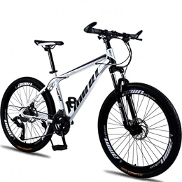 PBTRM Bike PBTRM Mountain Bike 26 Inch 30 Speed City Bike, High Carbon Steel Frame, Double Disc Brake, Adjustable Shock-Absorbing Front Fork Bicycle, White