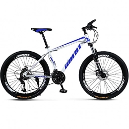 PBTRM Mountain Bike PBTRM Mountain Bike 26 Inch 30 Speed City Bike, High Carbon Steel Frame, Double Disc Brake, Adjustable Shock-Absorbing Front Fork Bicycle, white blue