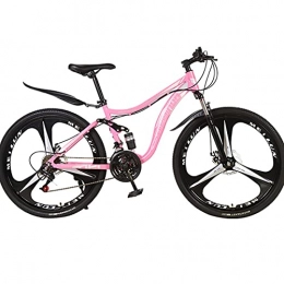 PBTRM Bike PBTRM MTB Soft Tail Mountain Bike 26 Inches 27 Speeds, Mountain Bike with Double Shock Absorber, High Carbon Steel Frame, Disc Brake, for Adult And Youth, Pink