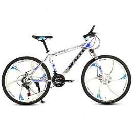 peipei Bike peipei 26 Inch Mountain Bike 27 / 30 Speed Steel Frame Bicycle Front And Rear Mechanical Disc Brake-White and blue E_30