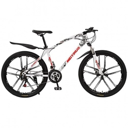BaiHogi Mountain Bike Professional Racing Bike, 26 in Steel Mountain Bike for Adults Mens Womens 21 / 24 / 27 Speeds with Disc Brake Carbon Steel Frame for a Path, Trail &Amp; Mountains / White / 27 Speed