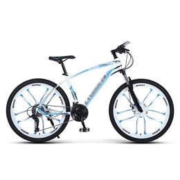BaiHogi Mountain Bike Professional Racing Bike, 26 inch Mountain Bike 21 / 24 / 27 Speeds with Double Disc Brake Cycling Urban Commuter City Bicycle for Adults Mens Womens / Blue / 24 Speed (Color : White, Size : 21 Speed)