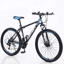 Puret 21 Speed 26 Inch Mountain Bike Aluminum Alloy and High Carbon Steel, Front Suspension Disc Brake Outdoor Bikes for Women Men (Black-blue)