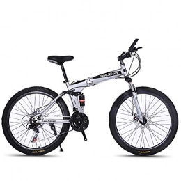 PXQ Mountain Bike PXQ Adults Folding Mountain Bike 21 / 24 / 27 Speeds Off-road Bike 26 Inch Magnesium Alloy Wheel Bicycles with Shock Absorber Front Fork and Disc Brake, White4, 21S