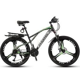 PY Bike PY 26-Inch Mountain Bike, Mountain Bicycle with 21 / 24 / 27 / 30 Speed Double Disc Brake, High-Carbon Steel Hardtail Mountain Bike, Front Suspension Men and Women Outdoor Cycling Road Bike / Black Green(B) / 2