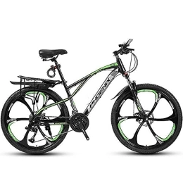 PY Mountain Bike PY 26-Inch Mountain Bike, Mountain Bicycle with 21 / 24 / 27 / 30 Speed Double Disc Brake, High-Carbon Steel Hardtail Mountain Bike, Front Suspension Men and Women Outdoor Cycling Road Bike / Black Green(C) / 2