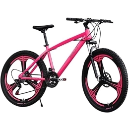 QCLU Bike QCLU Mountain Bike, 26 Inch Carbon Steel Mountain Bike, 3-spoke Rims, 21-speed Racing Bike, Full Suspension MTB Adult Bike, Student Bicycle, City Bike (Color : Pink)