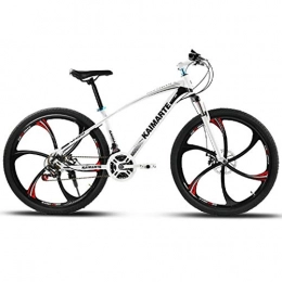 Qinmo Bike Qinmo 24 and 26 inch mountain bike 21 speed bicycle front and rear disc brakes bike with shock absorbing riding bicycle (Color : White 6 knife wheel, Size : 24inch)